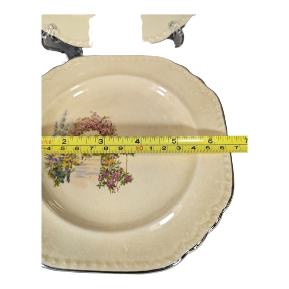 VTG 2 Salem Heirloom Desert Bread Plates Platinum Gold Made in America Floral - Picture 7 of 8